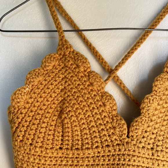 Mustard Yellow Crocheted Crop - Picture 5 of 8